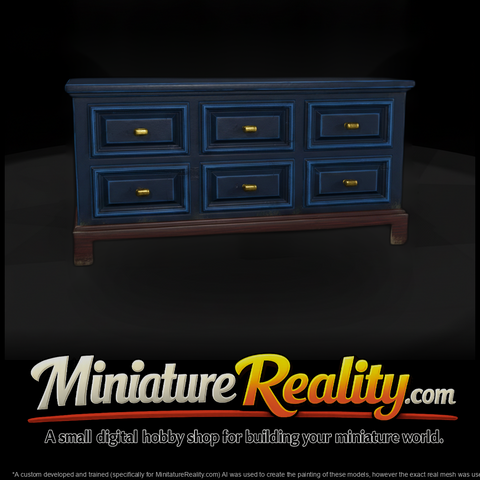 Blue Six-Drawer Dresser