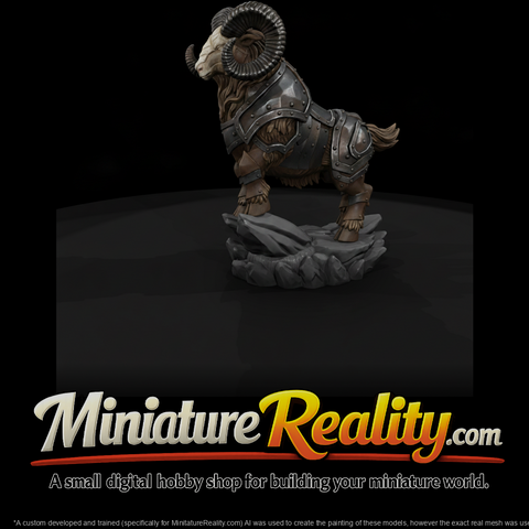 Iron-Horn Armored Ram miniature, three-quarter view