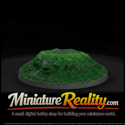 Sculpted Grassy Terrain Base miniature, three-quarter view