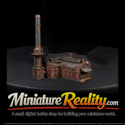 Vintage Industrial Factory Building with Smokestack