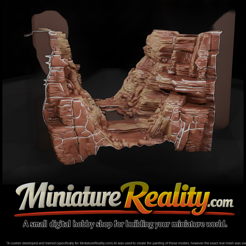 Detailed Stratified Rock Canyon Terrain 3D Model U