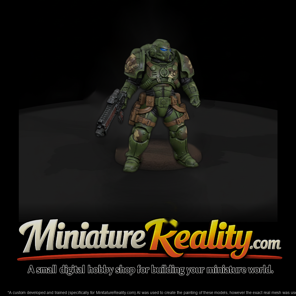 Power-Armored Space Soldier with Rifle