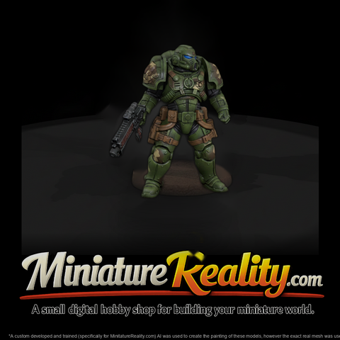 Power-Armored Space Soldier with Rifle