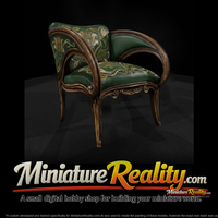 Art nouveau upholstered armchair miniature, three-quarter view — thumbnail 4
