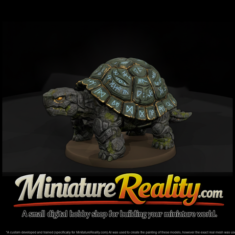 Rune-Carved Turtle Construct miniature, three-quarter view