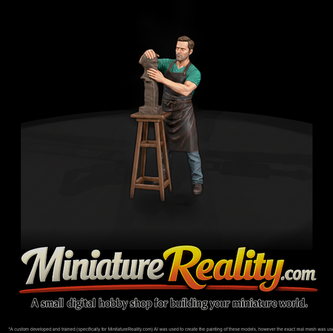Clay Sculptor at His Modeling Stand
