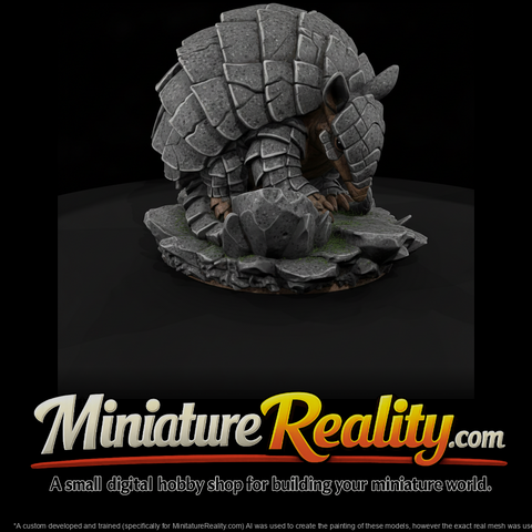 Granite Shell Armadillo Beast miniature, three-quarter view