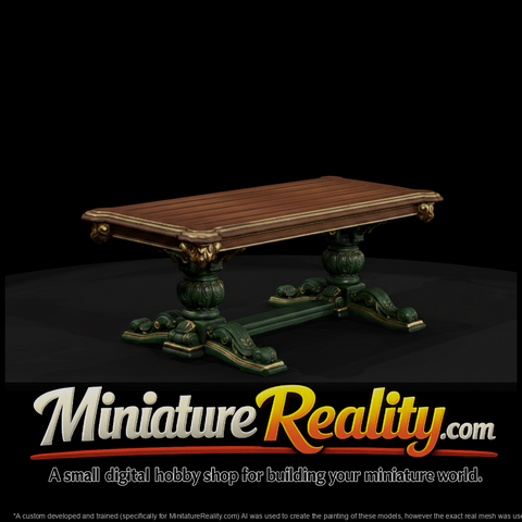 Dining Table miniature, three-quarter view