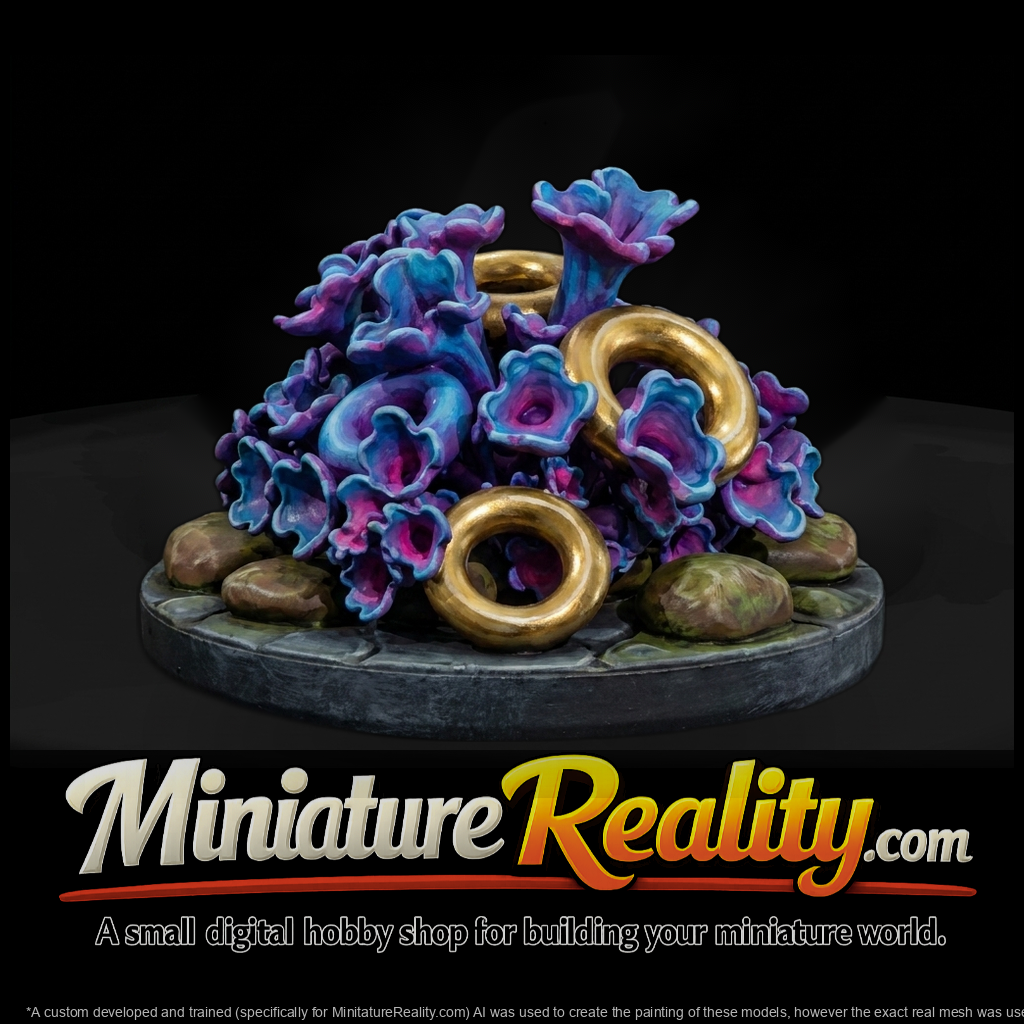 Stylized Alien Coral Cluster - Sculpted miniature, three-quarter view