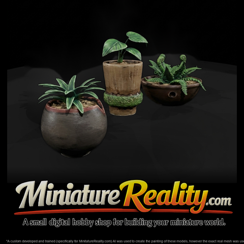 Minimalist Low‑Poly Potted Houseplant Set