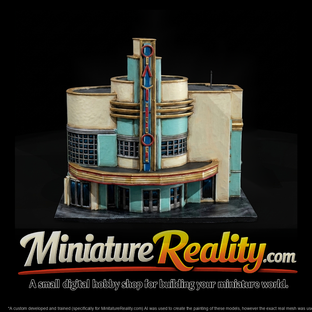 Streamline Art Deco Capitol Theater Facade miniature, three-quarter view