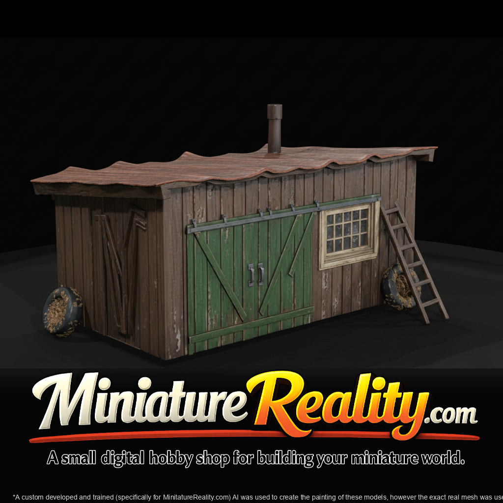 Boat Repair Shed miniature, three-quarter view