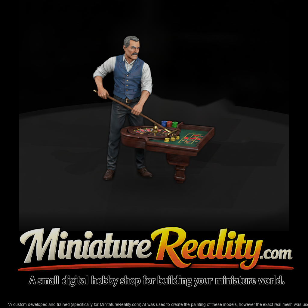 Saloon Roulette Croupier and Table