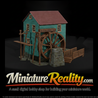 Old Water Mill by Stream miniature, three-quarter view — thumbnail 1