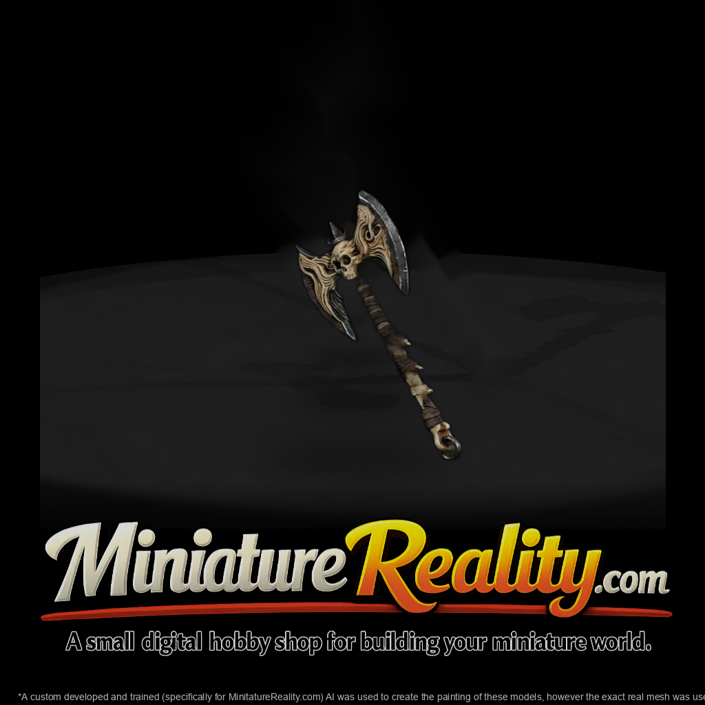 Gothic Double-Bladed Skull Battle Axe