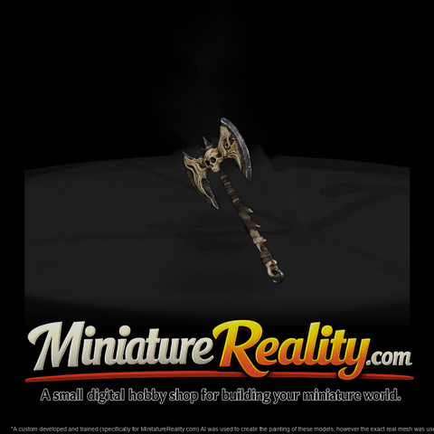 Gothic Double-Bladed Skull Battle Axe