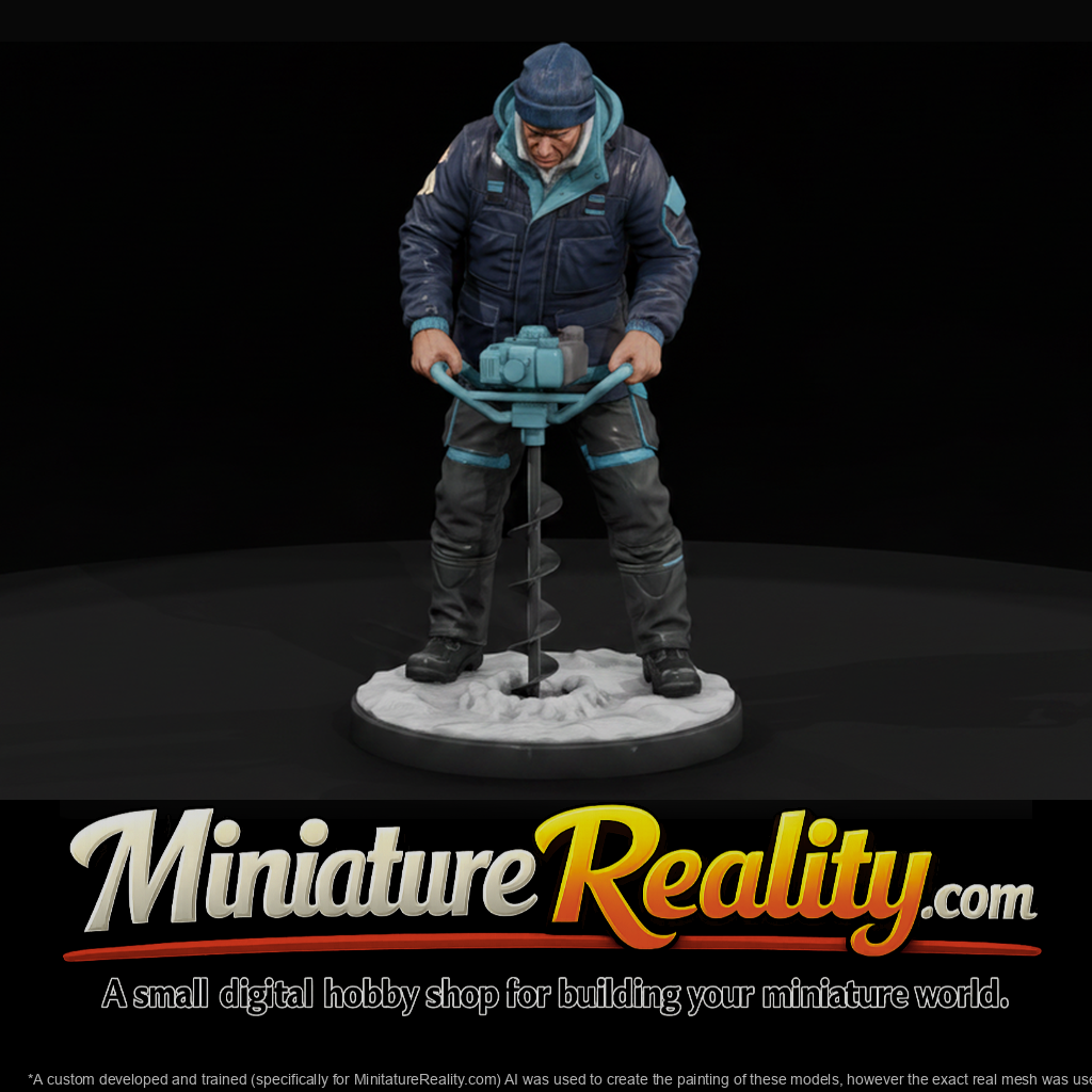 Ice Fisherman with Power Auger