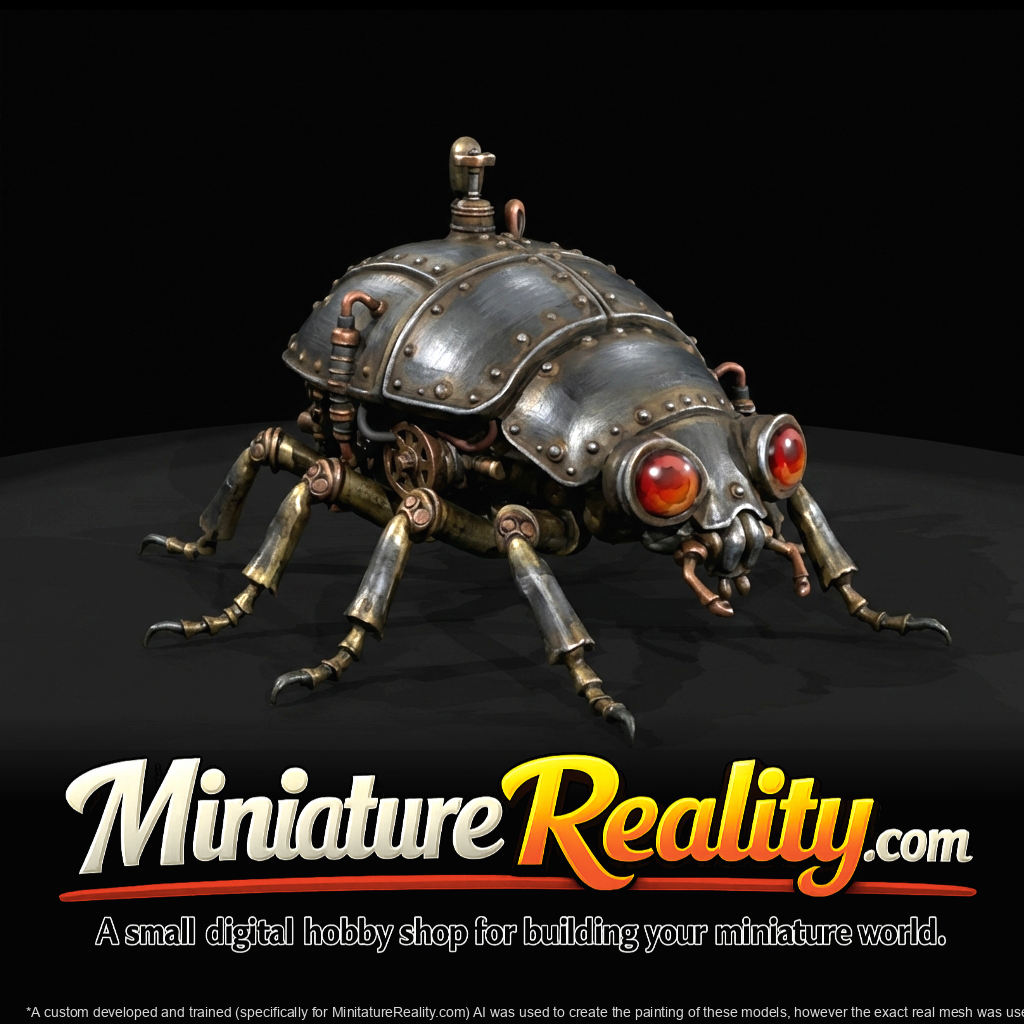 Nightmare Clockwork Creatures Iron Beetle miniature, three-quarter view