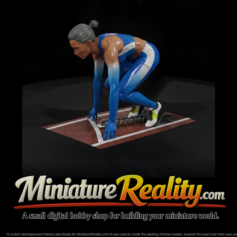 Track Sprinter in Starting Blocks