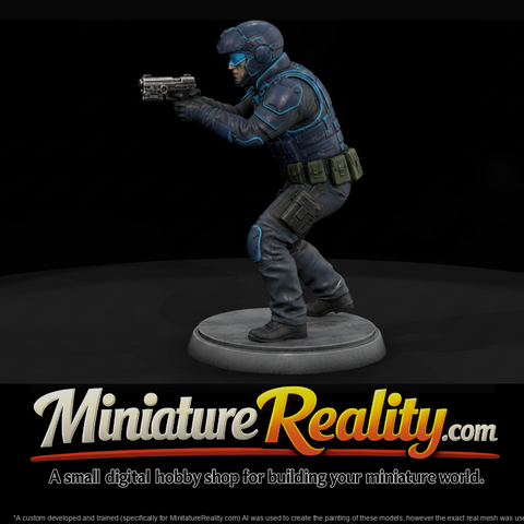 Near-Future City Police Officer with Sidearm