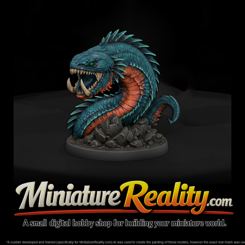 Fanged Reef Serpent miniature, three-quarter view