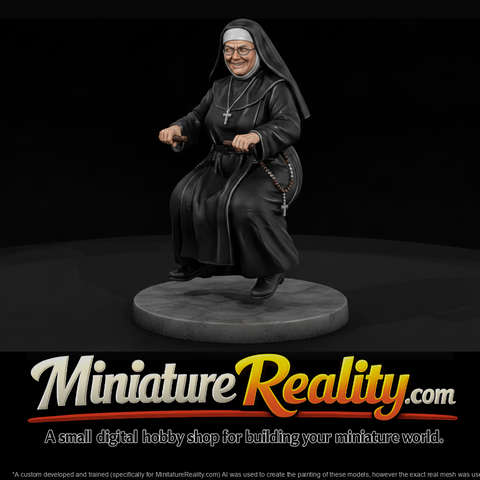 Nun in Habit Riding Pose
