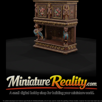 Ornate renaissance console sideboard miniature, three-quarter view — thumbnail 3