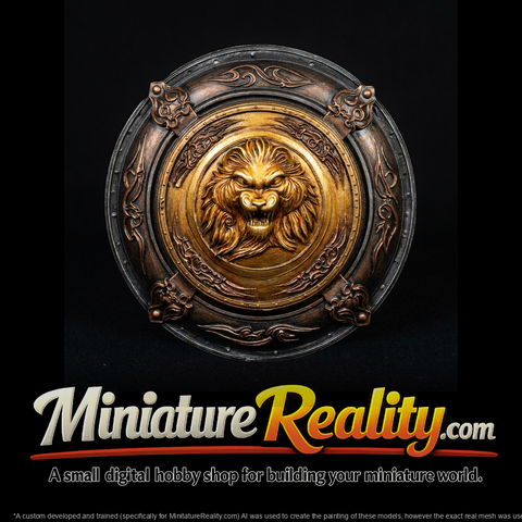 Stylized Lion-Head Round Shield