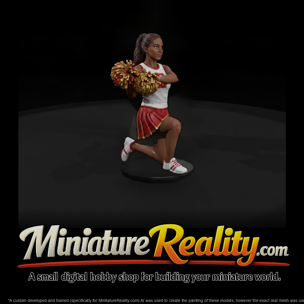Cheerleader with Pom-Poms in a Lunge