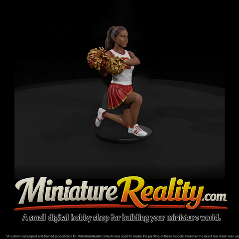 Cheerleader with Pom-Poms in a Lunge