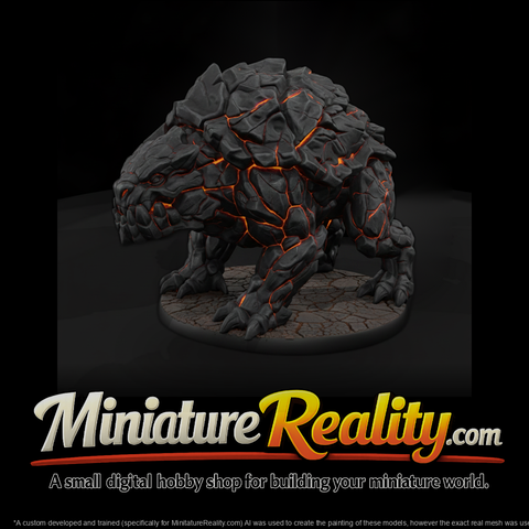 Obsidian Flow Lava Beast miniature, three-quarter view