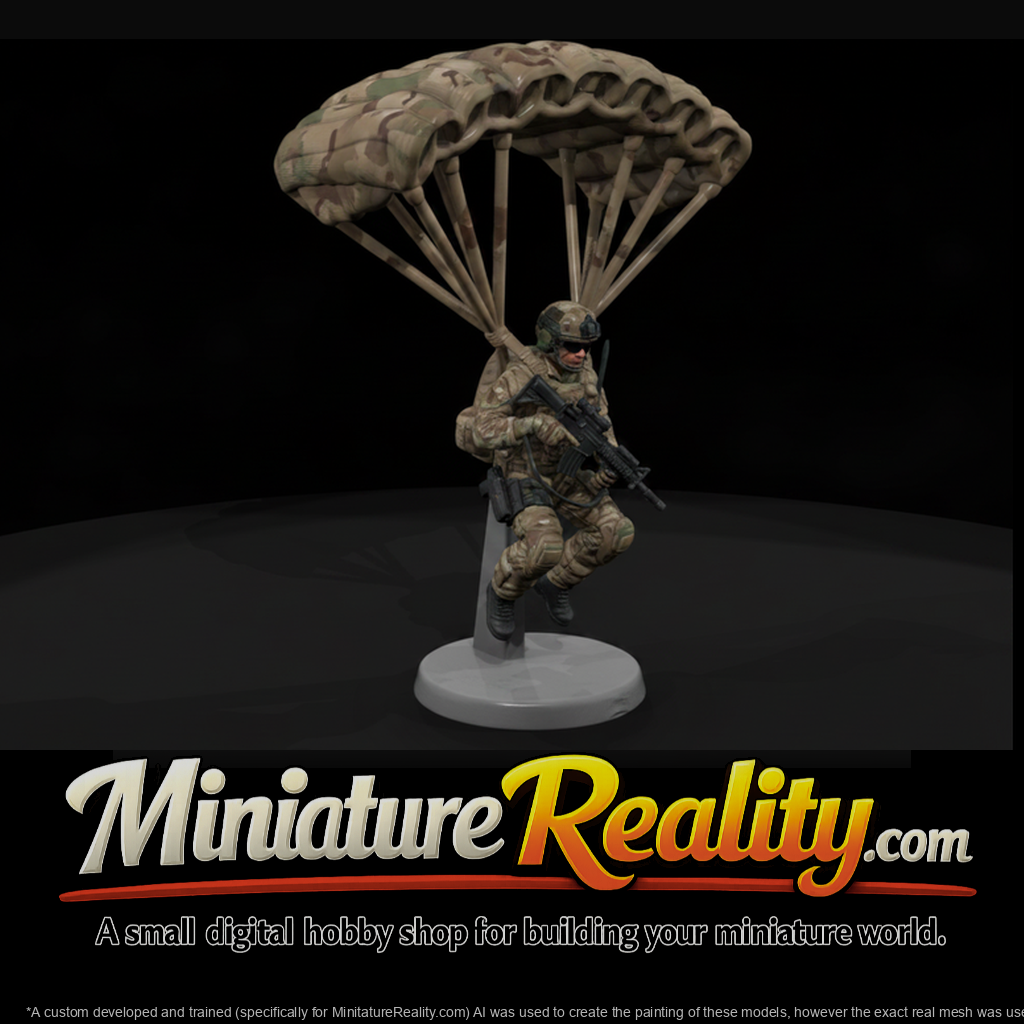 Paratrooper Under Canopy Ready to Land