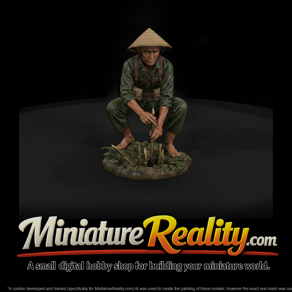 Guerrilla Fighter Setting a Punji Trap
