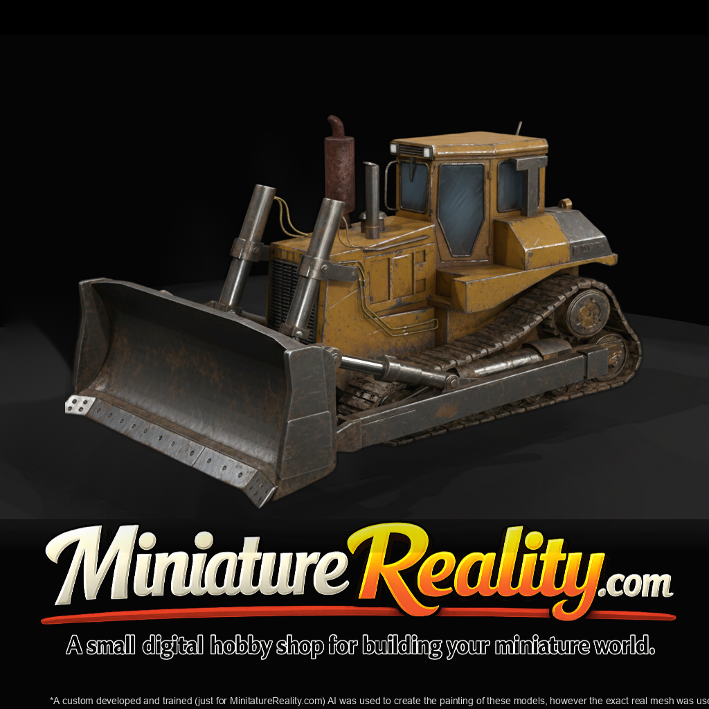 Caterpillar D8 Bulldozer miniature, three-quarter view