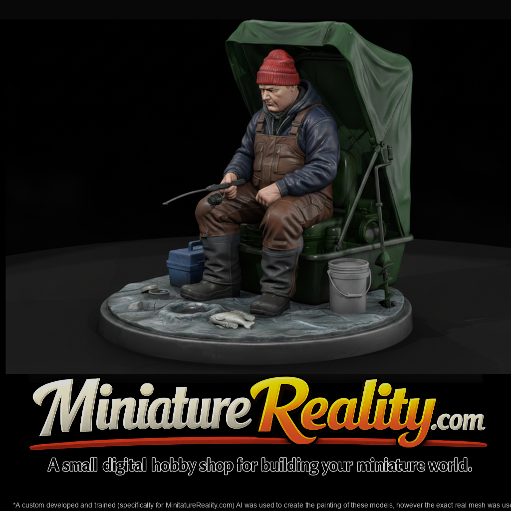 Ice Fisherman on a Flip-Over Shelter