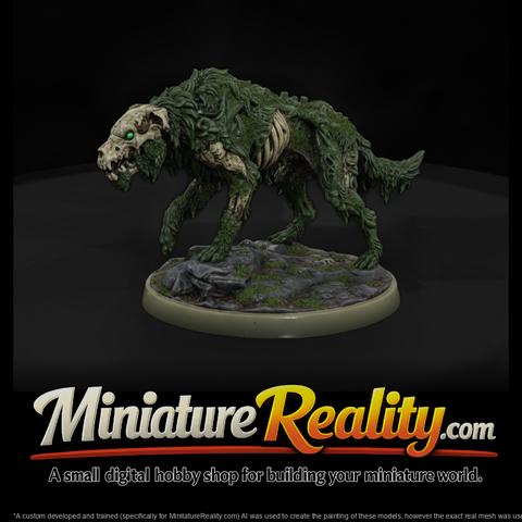 Grave Moss Revenant Hound miniature, three-quarter view
