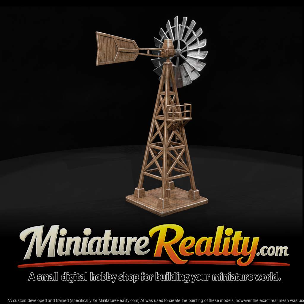 Farm Water-Pumping Windmill on Tower