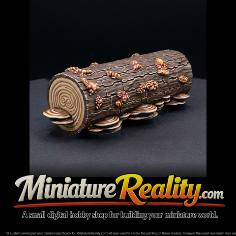 Stylized Forest Log with Fungi