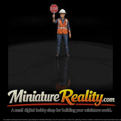 Road Crew Traffic Flagger with Stop Sign