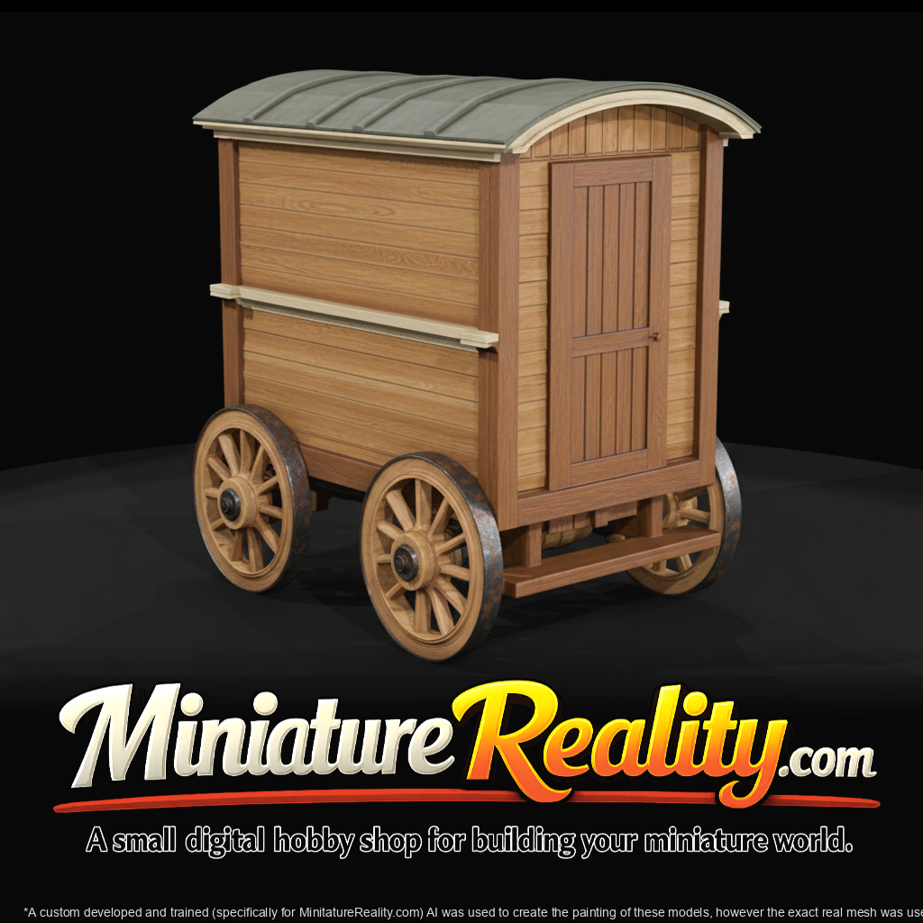 Doc Wassell's Covered Wagon miniature, three-quarter view