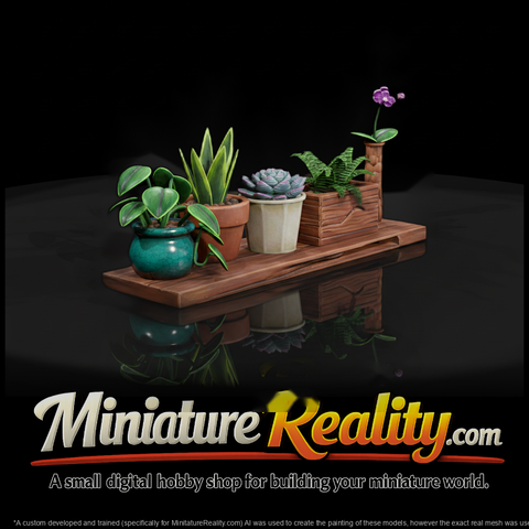 Stylized Indoor Potted Plant Shelf