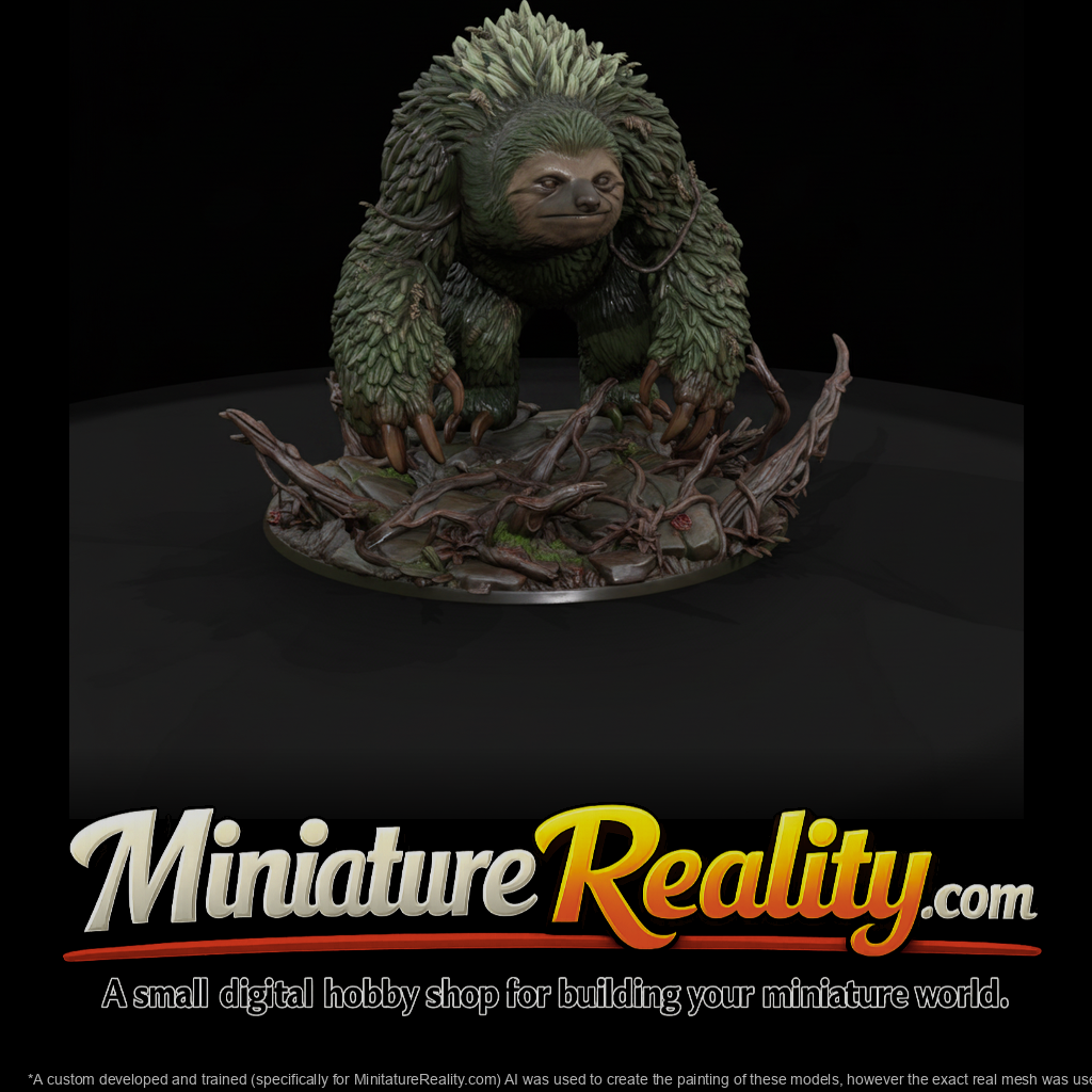 Root Bound Sloth Beast miniature, three-quarter view