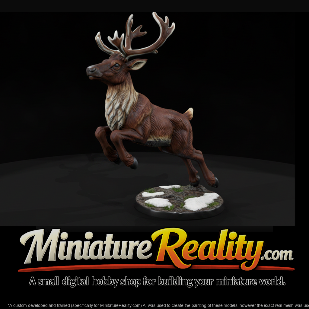 Leaping Reindeer with Antlers