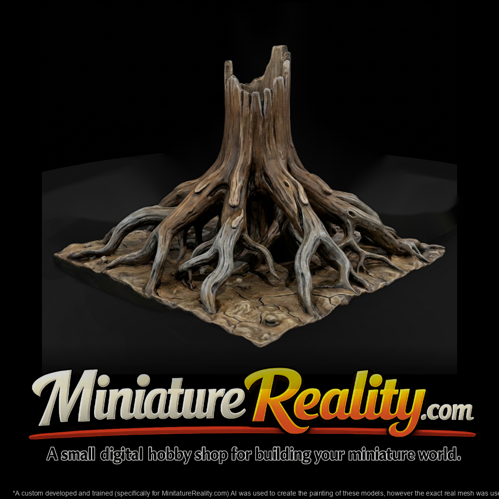broken-tree-stump-with-exposed-roots-stylized-3d-printable-terrain-523081