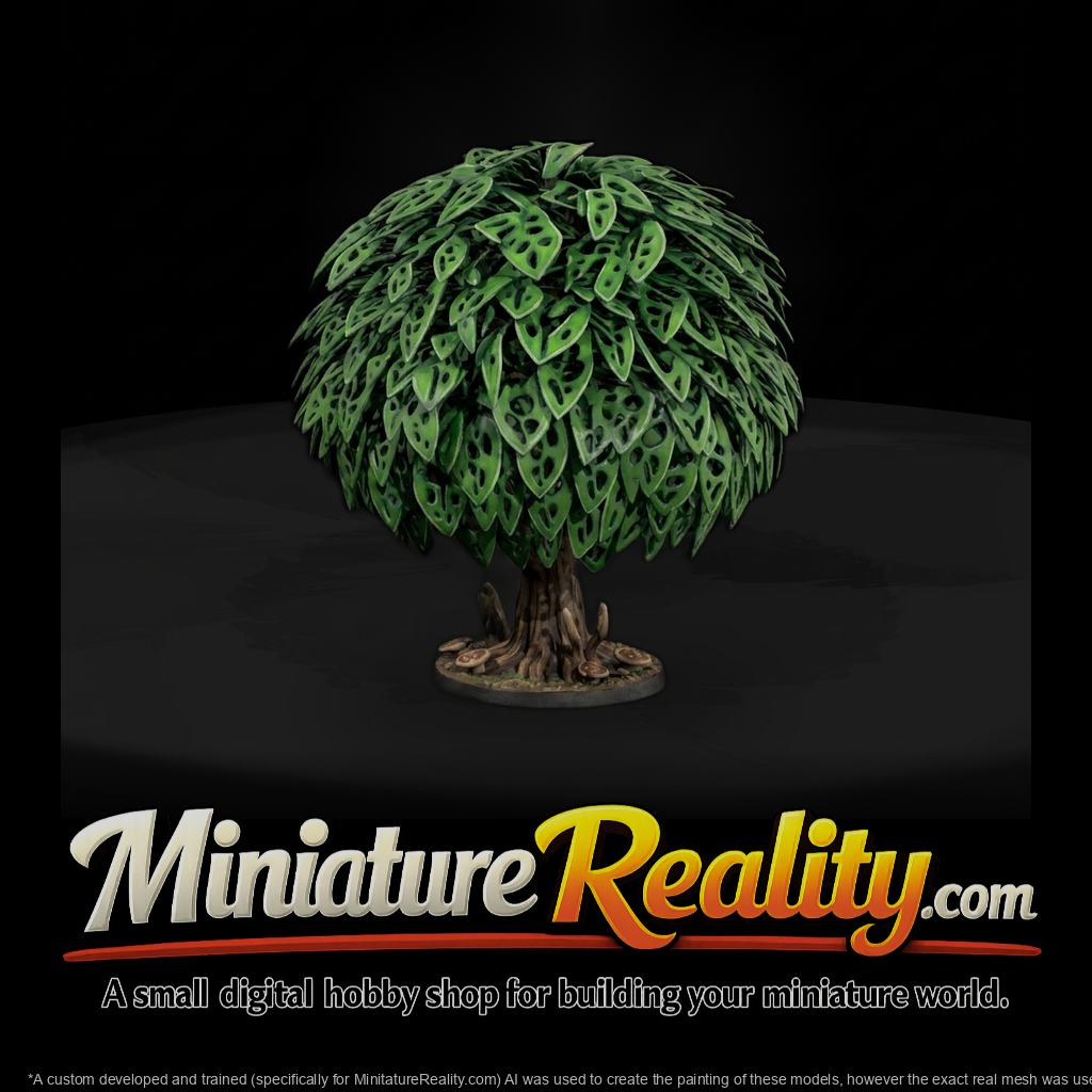 Lace-Leaf Fantasy Tree (Stylized) miniature, three-quarter view