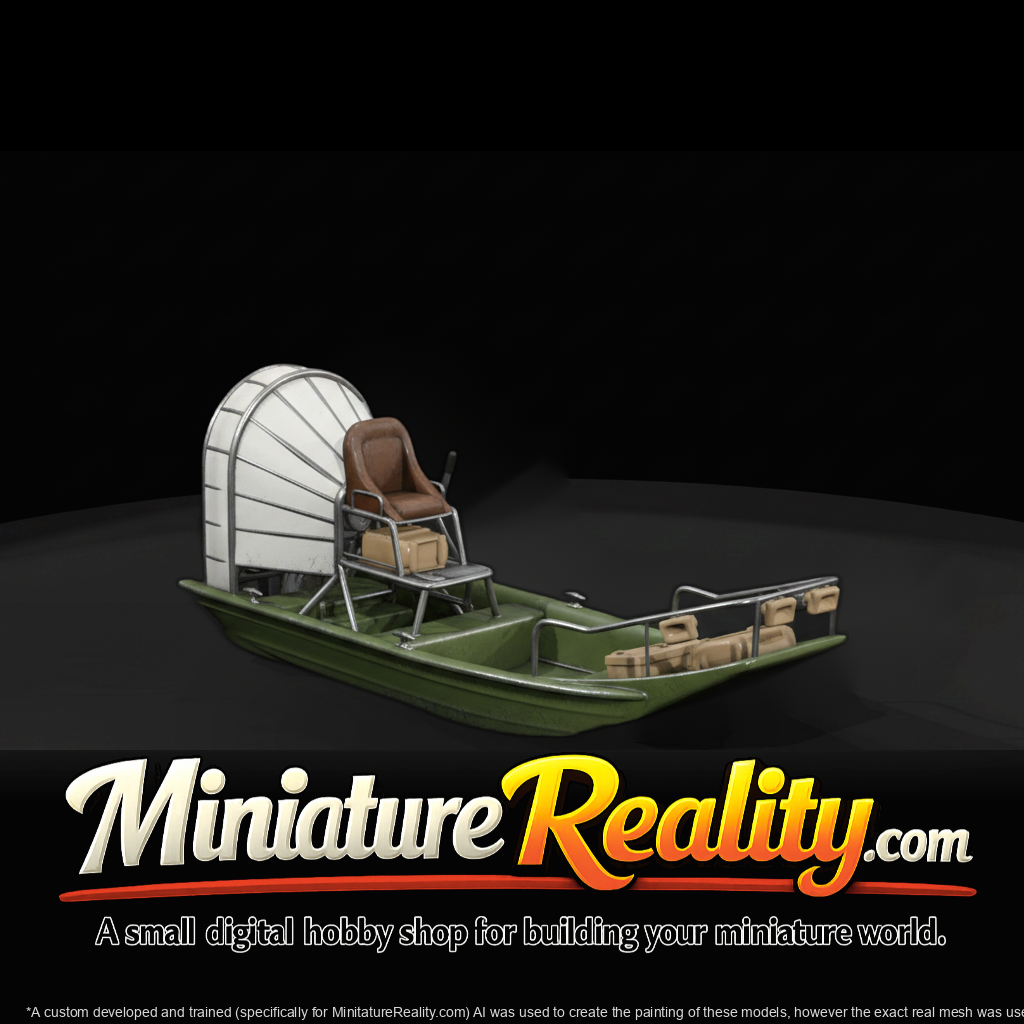 Airboat (Swamp Boat) miniature, three-quarter view