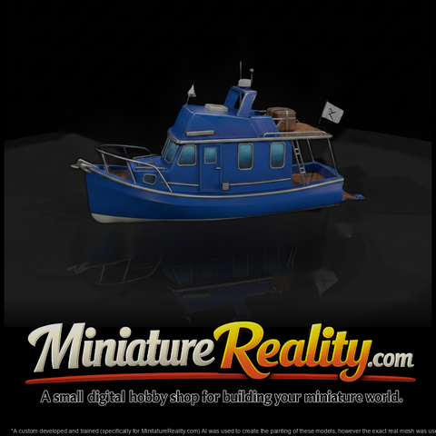 20260612 Blue White Motor Boat Reflection C794Cdad