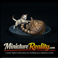 Playful Cat Pair Figurines ( Friendly) miniature, three-quarter view — thumbnail 2