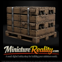 Stacked Crates on Pallet with Securing Straps miniature, three-quarter view — thumbnail 2