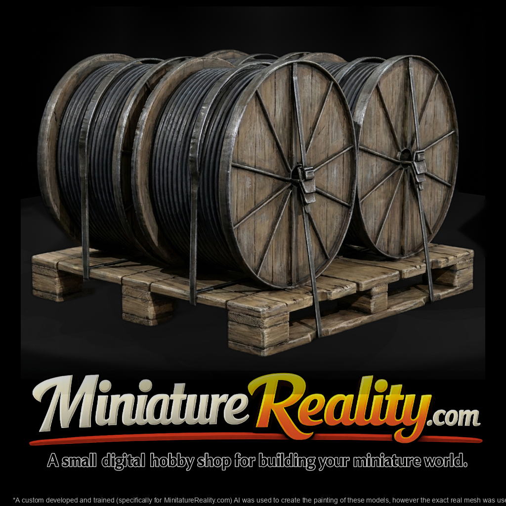 Industrial Cable Reels on Pallet miniature, three-quarter view